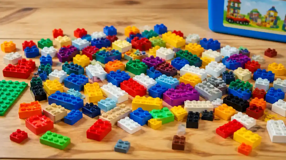 קוביות LEGO צבעוניות על שולחן