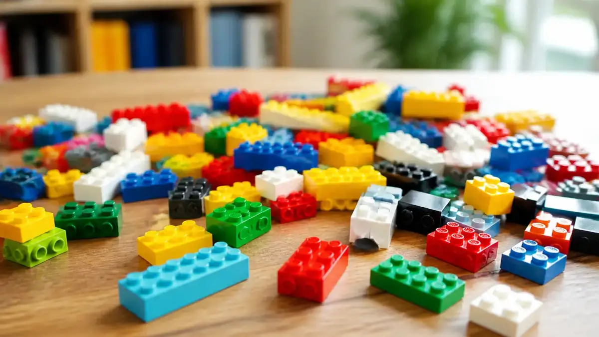 קוביות LEGO צבעוניות על שולחן