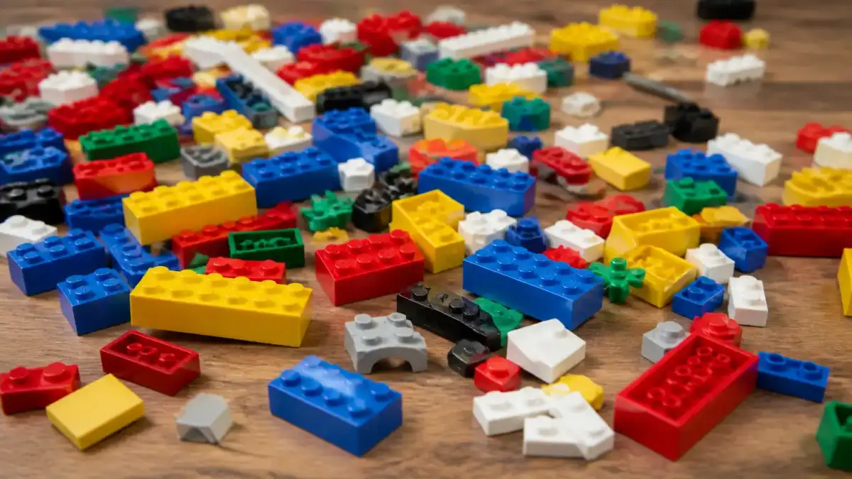 קוביות LEGO צבעוניות על שולחן