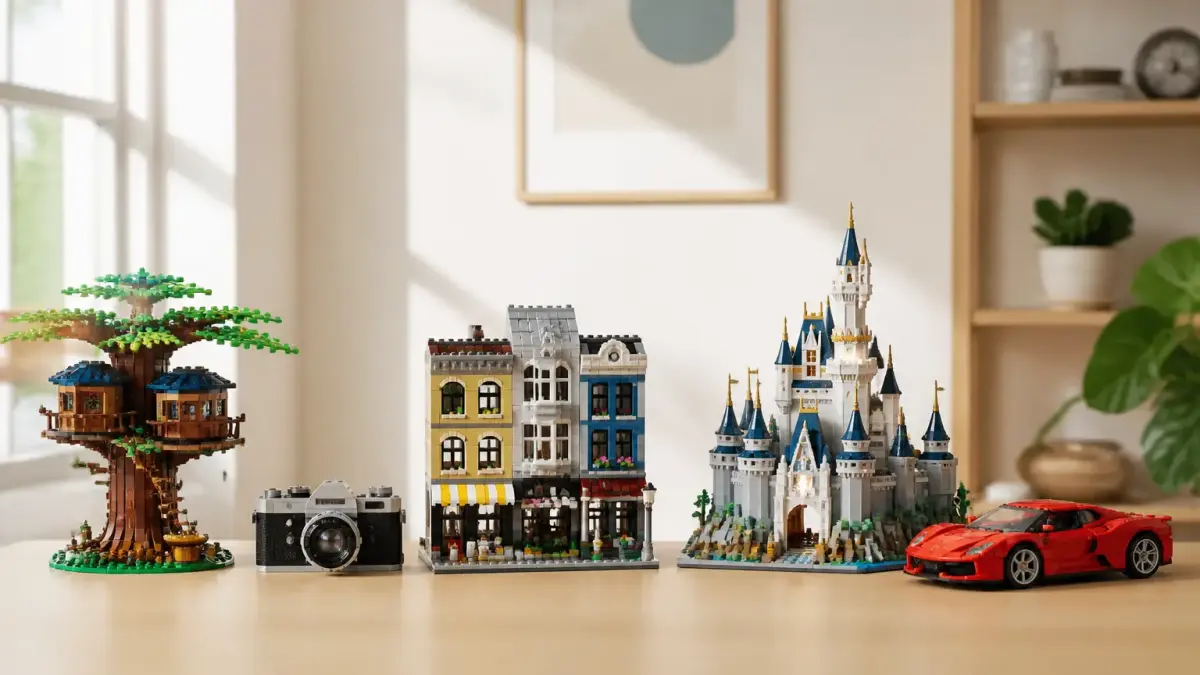 תצוגה של סטים שונים של LEGO